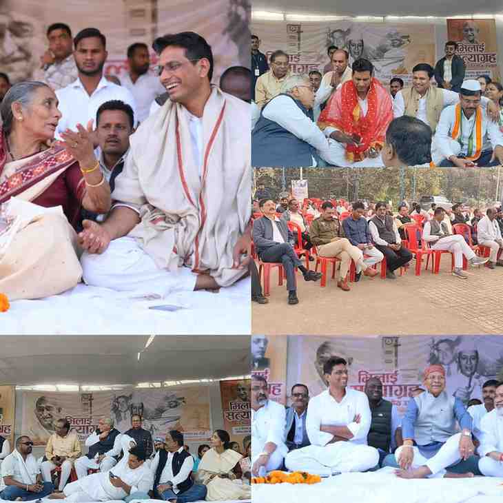 भिलाई सत्याग्रह आंदोलन जारी, बीएसपी से जुड़े मुद्दों को लेकर विधायक देवेंद्र यादव डटे