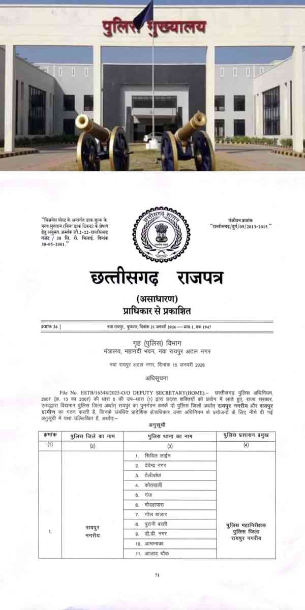 रायपुर में लागू होगा पुलिस कमिश्नरी सिस्टम, 21 थाने रहेंगे कमिश्नर के अधीन
